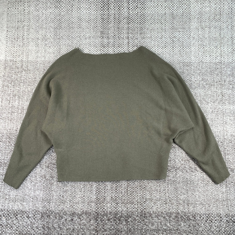 Lauren Ralph Lauren Olive Green Ribbed Batwing Sleeve Boat Neck Sweater Large